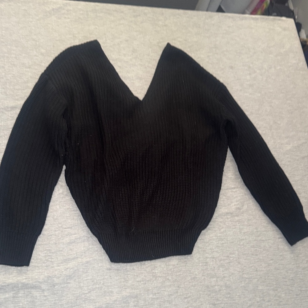 Fashion Nova Black V-Neck Sweater